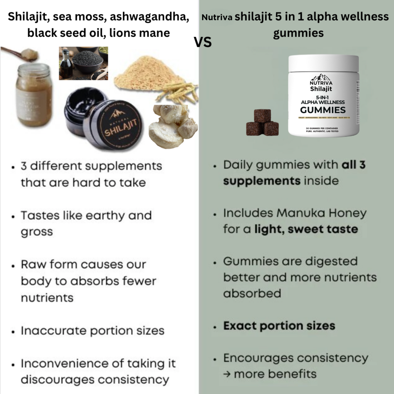 Nutrivashilajit® 5 in 1 Alpha wellness gummies